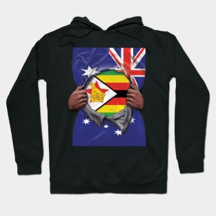 Zimbabwe Flag Australian Flag Ripped - Gift for Zimbabwean From Zimbabwe Hoodie